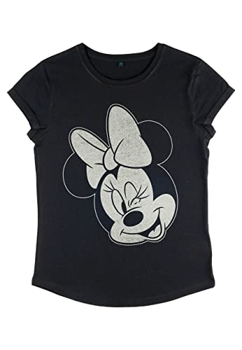 Disney Damen Mickey Classic Minnie Wink Women's Organic Rolled Sleeve T-shirt, Schwarz, S von Disney Classics