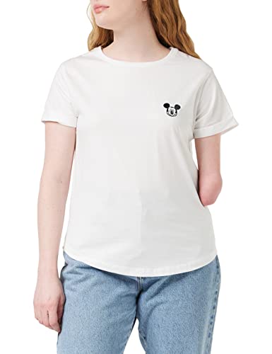 Disney Damen Mickey Face Emb T-Shirt, Weiß (Weiß), 36 von Disney