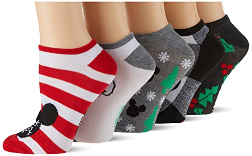 Disney Damen Mickey Mouse 5er-Pack No Show Socken, Holiday Black Assorted, 9-11 von Disney