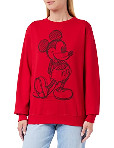 Disney Damen Mickey Sketch Sweatshirt, Rot (Red Red), 38 (Herstellergröße: MEDIUM) von Disney