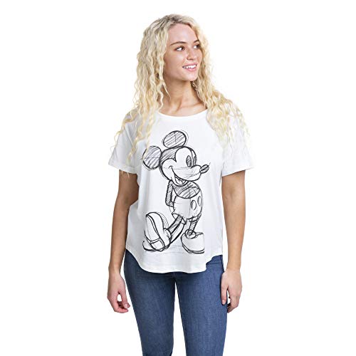 Disney Damen MICKEY MOUSE SKETCH T-Shirt, weiß, 8/S von Disney