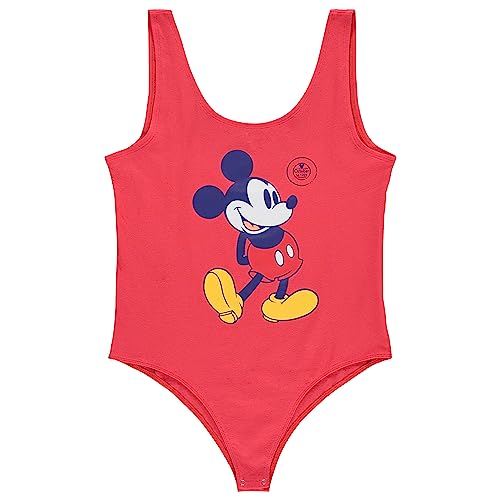 Disney Damen Mickey & Minnie Mouse Body – Klassischer Mickey & Minnie Mouse Racerback Tank Top Bodysuit Shapewear, Rot/Ausflug, einfarbig (Getaway Solids), M von Disney