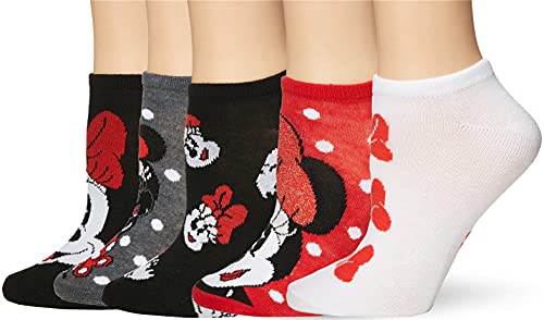 Disney Damen Minnie Mouse No Show, 5er-Pack Lässige Socken, Rot, Schwarz, Mehrfarbig, 42-44.5 EU von Disney