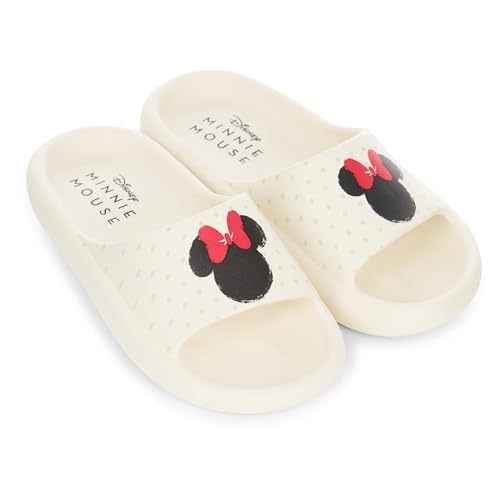 Disney Damen Minnie und Mickey Slides – Klassische Mickey und Minnie Mouse Komfort-Schaumstoff-Sandalen Mickey & Minnie Maus zum Reinschlüpfen, Weiss/opulenter Garten, 38 EU von Disney