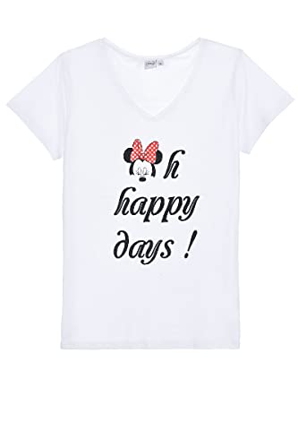 Disney Damen Minniemouse T-Shirt, weiß, M von Disney