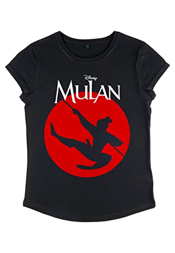 Disney Damen Mulan Mulan Warrior Women's Organic Rolled Sleeve T-shirt, Schwarz, S von Disney
