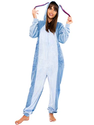Disney Eeyore Onesie Für Frauen | Eeyore Kostüm Für Erwachsene | Damen Fleece Pyjama | Offizielle Winnie Pooh Merchandise | Blau | Large von Disney