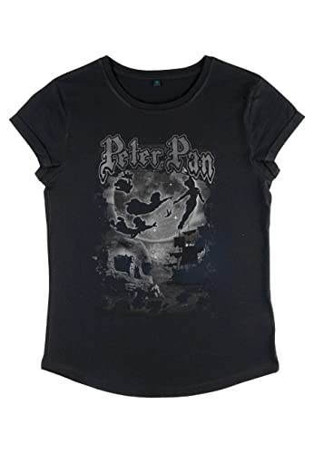 Disney Damen Peter Pan Dark Cover Women's Organic Rolled Sleeve T-shirt, Schwarz, XL von Disney