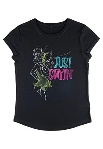 Disney Damen Peter Pan Just Sayin Tink Women's Organic Rolled Sleeve T-shirt, Schwarz, XL von Disney