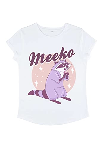 Disney Damen Pocahontas Pastel Meeko Women's Organic Rolled Sleeve T-shirt, Weiß, L von Disney