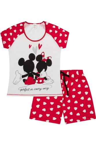 Disney Damen-Pyjama-Set Minnie und Mickey Mouse, perfekt für jeden Tag, kurz, weiß, 12-14 von Disney