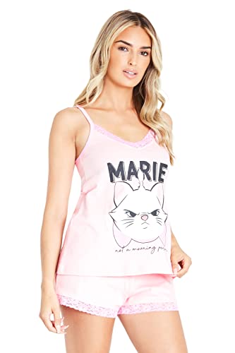 Disney Damen Schlafanzug, Aristocats' Marie Nachtwäsche Damen Set, Loungewear Pjama Set Für Damen, Cami Top und Schlafshorts, Baumwolle, Stylish Geschenk Fã¼r Frauen, Peach Marie, Klein von Disney