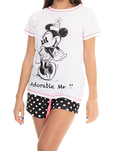 Disney Damen Schlafanzug Minnie Mouse Weiß Small von Disney