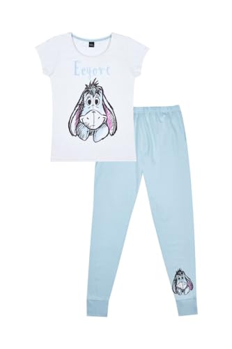 Disney Damen Schlafanzug-Set I-Aah, lang, Weiß / Blau, weiß, 14-16 von Disney