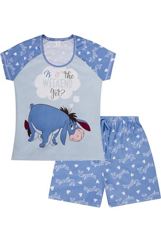 Disney Damen-Schlafanzug-Set "I-Aah Is it The Weekend Yet", kurzer Baumwoll-Pyjama-Set, blau, 14-16 von Disney