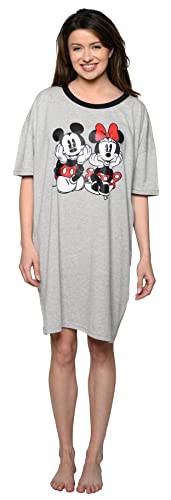 Disney Damen Schlafshirt Mickey Minnie Maus Print Einheitsgröße und Plus, Meliert, Grau, Einheitsgröße von Disney