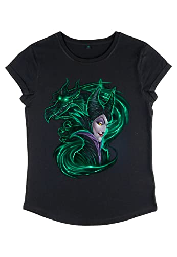 Disney Damen Sleeping Beauty Dark Magic Women's Organic Rolled Sleeve T-shirt, Schwarz, XL Disney Damen Sleeping Beauty Dark Magic Women's Organic Rolled Sleeve T-shirt, Schwarz, XL von Disney