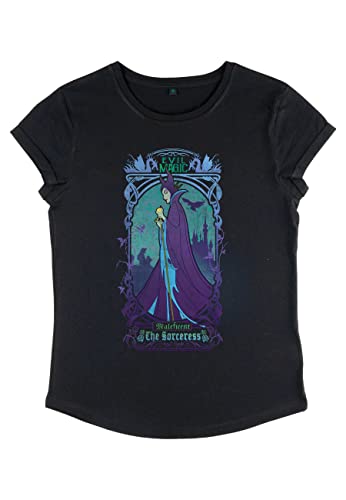 Disney Damen Sleeping Beauty Maleficent The Sorceress Women's Organic Rolled Sleeve T-shirt, Schwarz, S Disney Damen Sleeping Beauty Maleficent The Sorceress Women's Organic Rolled Sleeve T-shirt, Schwarz, S von Disney