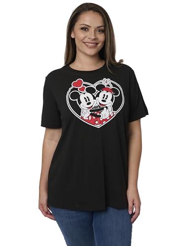 Disney Damen-T-Shirt, Übergröße, Micky und Minnie Maus, Herzdruck, Schwarz, Schwarz, 3X Disney Damen-T-Shirt, Übergröße, Micky und Minnie Maus, Herzdruck, Schwarz, Schwarz, 3X von Disney