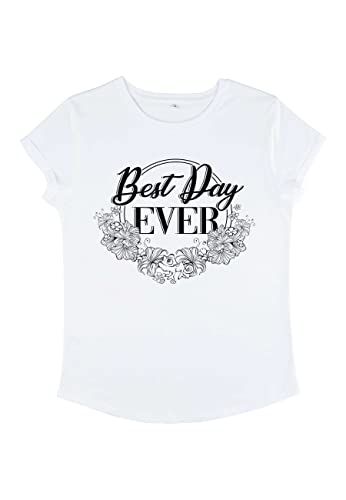 Disney Damen Tangled Best Day Ever Women's Organic Rolled Sleeve T-shirt, Weiß, XL von Disney