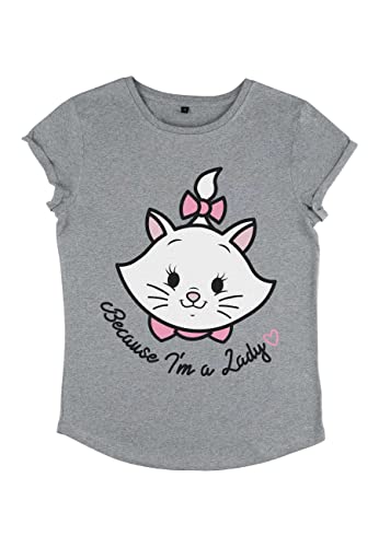 Disney Damen The Aristocats Lady Pocket Women's Organic Rolled Sleeve T-shirt, Melange Grey, XL von Disney Classics