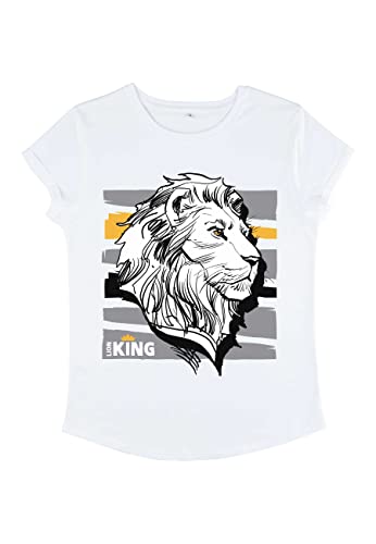 Disney Damen The Lion King: Live Action King Women's Organic Rolled Sleeve T-shirt, Weiß, S von Disney