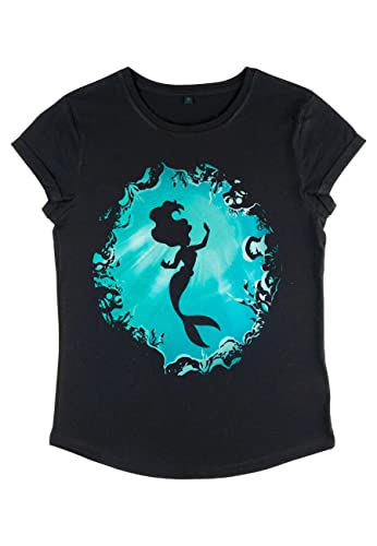 Disney Damen The Little Mermaid Ariels Grotto Women's Organic Rolled Sleeve T-shirt, Schwarz, L Disney Damen The Little Mermaid Ariels Grotto Women's Organic Rolled Sleeve T-shirt, Schwarz, L von Disney