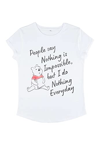 Disney Winnie The Pooh - NOTHING IS IMPOSSIBLE Women's Rolled-sleeve White XL von Disney