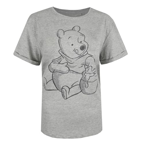 Disney Damen Winnie the Pooh - Sketch T Shirt, Grau (Grey Marl Spo), 38 EU von Disney