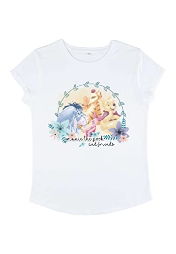 Disney Damen Winnie The Pooh Winnie And Friends Women's Organic Rolled Sleeve T-shirt, Weiß, L von Disney Classics