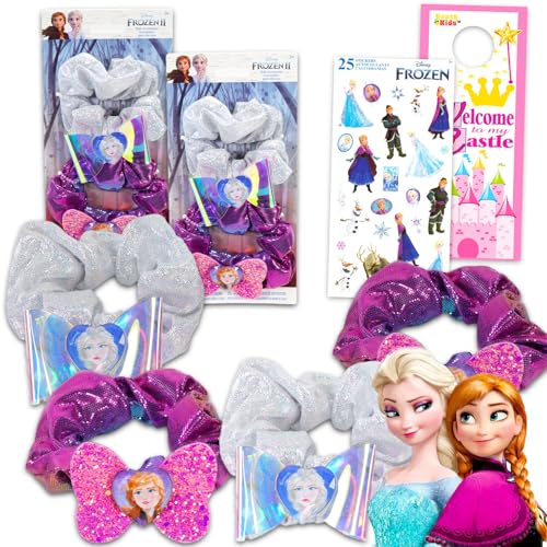 Disney Die Eiskönigin Haar-Accessoires – Set mit 4 Haargummis Anna und Elsa plus Aufklebern, mehr | Die Eiskönigin Haargummis für Mädchen von Disney