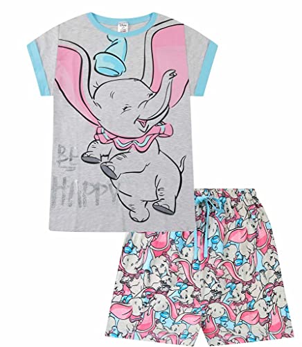 Disney Dumbo Be Happy Long Damen Kurzpyjama Baumwolle Gr. 42/44 DE, blau von Disney