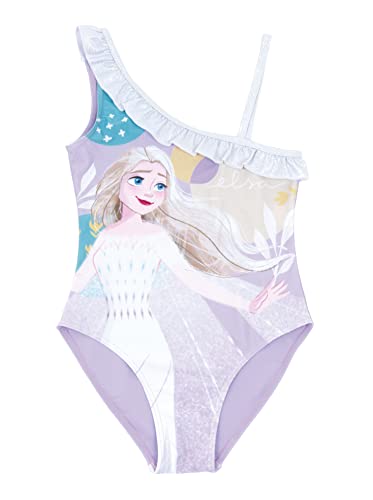 Disney ELSA Badeanzug für Mädchen, Schwimmen Kostüm Frozen, Einteiliger Badeanzug für Mädchen, Geschenk für Mädchen, Größe 6 Jahre, Lila von Disney