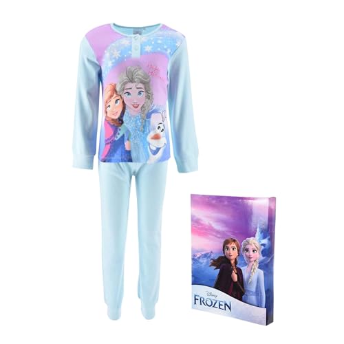 Disney ELSA Pyjama für Mädchen, 2-Teiliges Set für Mädchen, ELSA Anna und Olaf Design, Weicher Baumwoll Pyjama Blau Frozen, Geschenk Pyjama für Mädchen | 3 Jahre, Blau von Disney