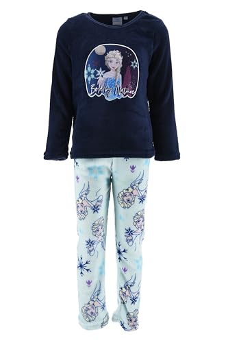 Disney ELSA Pyjama für Mädchen, T-Shirt und Lange Hose, 2-Teilig für Mädchen, Frozen Königin ELSA Design, Blau Weicher Fleece-Pyjama, Mädchen Pyjama Geschenk | 4 Jahre - Blau von Disney