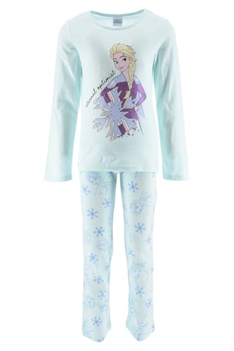 Disney ELSA Pyjama für Mädchen, T-Shirt und Lange Hose, 2-Teiliges Set für Mädchen, Pyjama aus Weicher Grüner Baumwolle im Frozen-Design, Pyjama Geschenk Mädchen | 8 Jahre - Grün von Disney