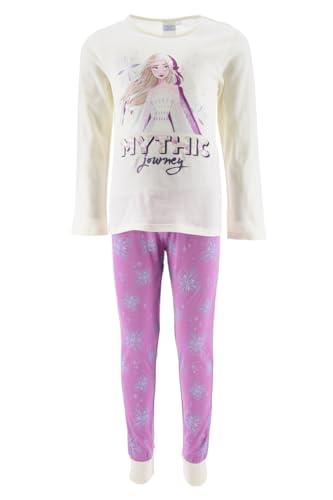 Disney ELSA Schlafanzug für Mädchen, T-Shirt und Lange Hose, 2-Teilig für Mädchen, Pyjama aus Weicher Weißer Baumwolle im Frozen-Design, Pyjama Geschenk Mädchen | 4 Jahre - Weiß von Disney