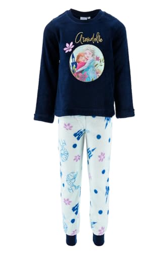 Disney ELSA und Anna Pyjama für Mädchen, T-Shirt und Lange Hose, 2-Teiliges Set Frozen Arendelle Design, Weicher Blau Fleece-Pyjama, Pyjama Geschenk für Mädchen | 8 Jahre - Blau von Disney