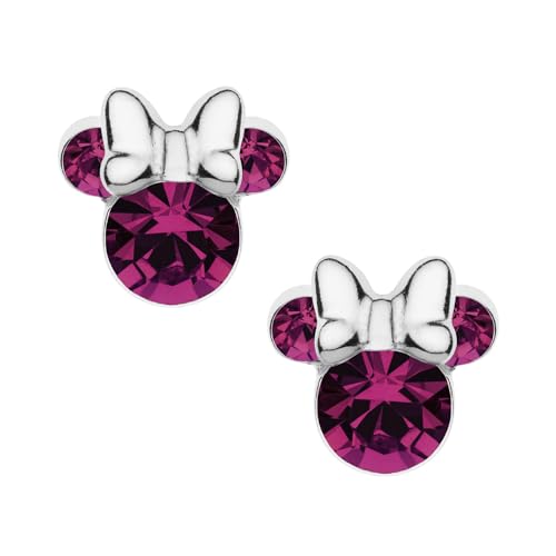 Ohrstecker Minnie-Maus mit Geburtsstein, Disney für Damen, Silber, Disney-Schmuck, verziert mit Zirkonia von Disney