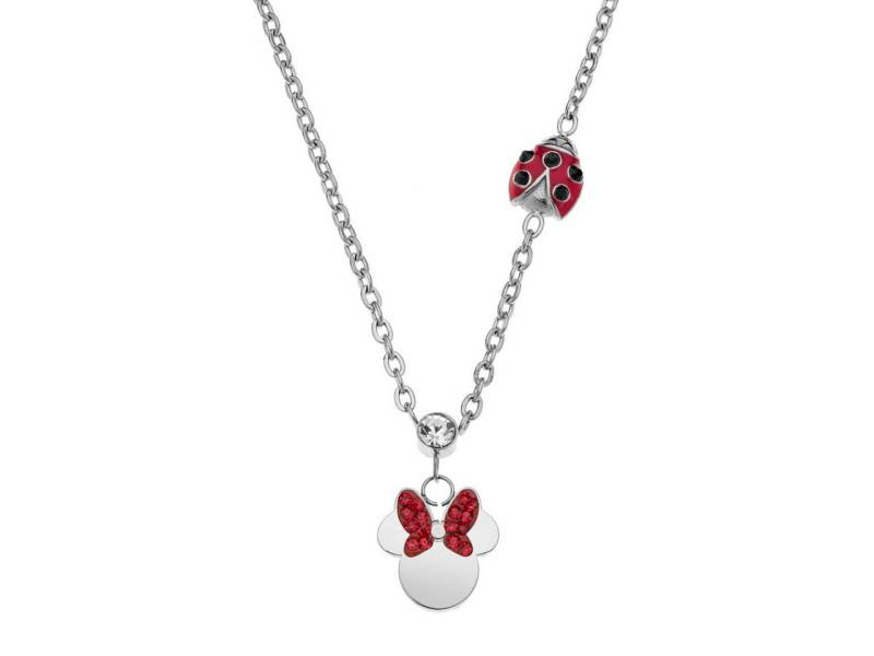 Disney Edelstahlkette ©DISNEY Minnie Mouse Marienkäfer Halskette Edelstahl silberfarben rot von Disney