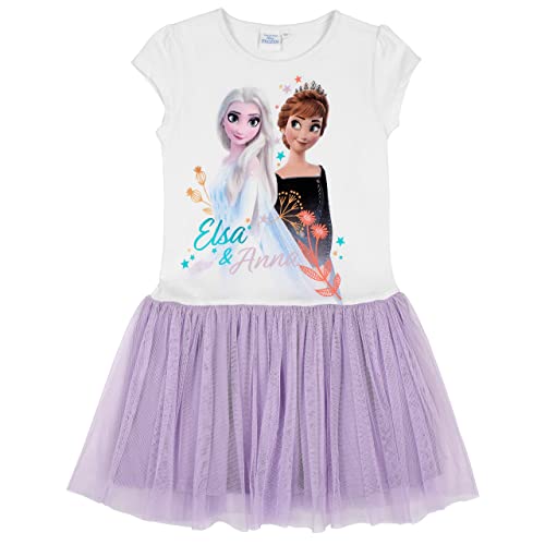 Disney Eiskönigin 2 Kleid Anna und ELSA Kurzarm (Weiss-Lila, 104) von Disney