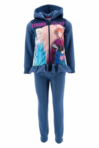 Disney Elsa und Anna Trainingsanzug für Mädchen, Frozen 2-Teiliges Set für Mädchen, Blauer Sportanzug, Kapuzenpullover und Hose, Geschenk für Mädchen | Größe 5 Jahre - Blau von Disney