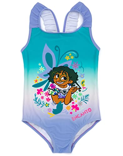 Disney Encanto Badeanzug für Mädchen | Kinder animierte Mirabel Magic Madrigal Familie Blumenrüschen Rüschen Alles in einem Badeanzug Merchandising-Artikel von Disney