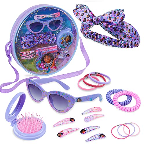 Disney Stitch Handtasche Kinder mit Haarschmuck und Sonnenbrillen Set Encanto und Frozen Mädchen Haar Zubehörteile Mädchen Schultertasche Geschenke für Kinder (Lila/Rosa Encanto) von Disney