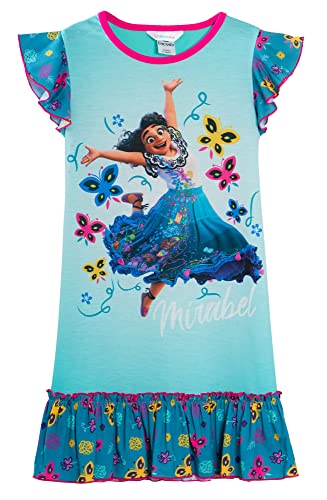 Disney Encanto Mädchen Nachthemd Mirabel Kurzarm Nachthemd mit Rüschen, blau, 5-6 Jahre von Disney