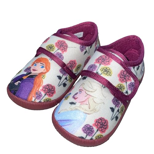 Disney FROZEN Hausschuhe Mädchen von 2 bis 8 Jahre, Warme Pantoffeln mit Anna und Elsa Motiv 30 EU, Bequemer Schuhe für Kindergarten Die Eiskönigin, Freizeitschuhe mit Glitzer ideal für Schule, Lila von Disney