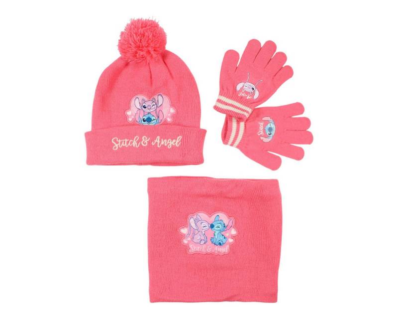 Disney Fleecemütze Disney Stitch Angel Set Kinder 3tlg Set Wintermütze Snood Handschuhe (Spar-Set, 3-St) von Disney