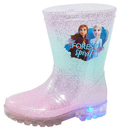 Disney Flexible, langlebige und wasserabweisende Frozen Gummistiefel mit Aufsteckverschluss und Blitzlichtern an der Ferse für Regen und Schnee für Mädchen 11 UK Kind Blau von Disney