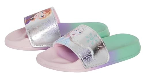 Disney Frozen 2 Mädchen Sliders Elsa Anna Farbverlauf Regenbogen Kinder Sommer Sandalen Leicht Wasserdicht Strand Pool Schuhe, rosa / purpur, 30 EU von Disney