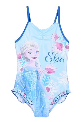 Disney Frozen Badeanzug Mädchen, Funkelnd Design Kinderbademode, Größe 6 Jahre | Blau von Disney